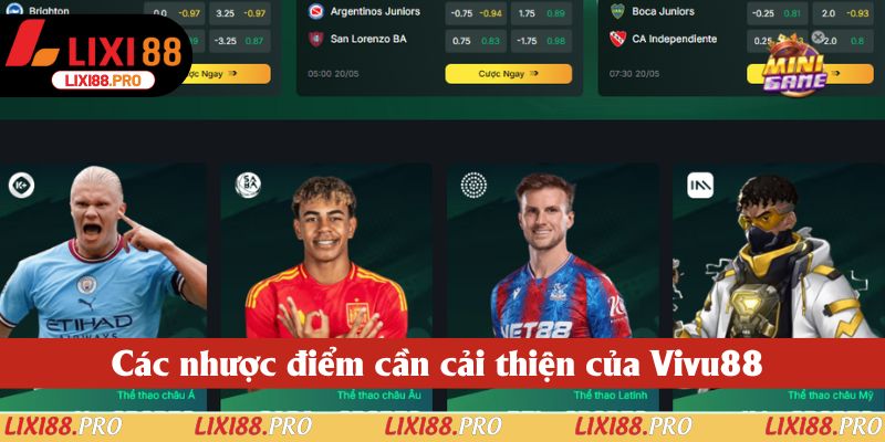 Các nhược điểm cần cải thiện của Vivu88 trong tương lai Các nhược điểm cần cải thiện của Vivu88 trong tương lai